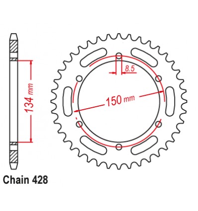 KMX 125/200 1986-1993 Rear Sprocket Renthal 112-428-49